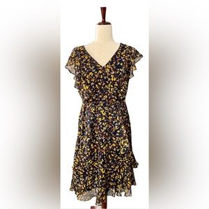 TOMMY HILFIGER Womens  Tie Belt  Flutter Sleeve Above The Knee Sheer Dress 12